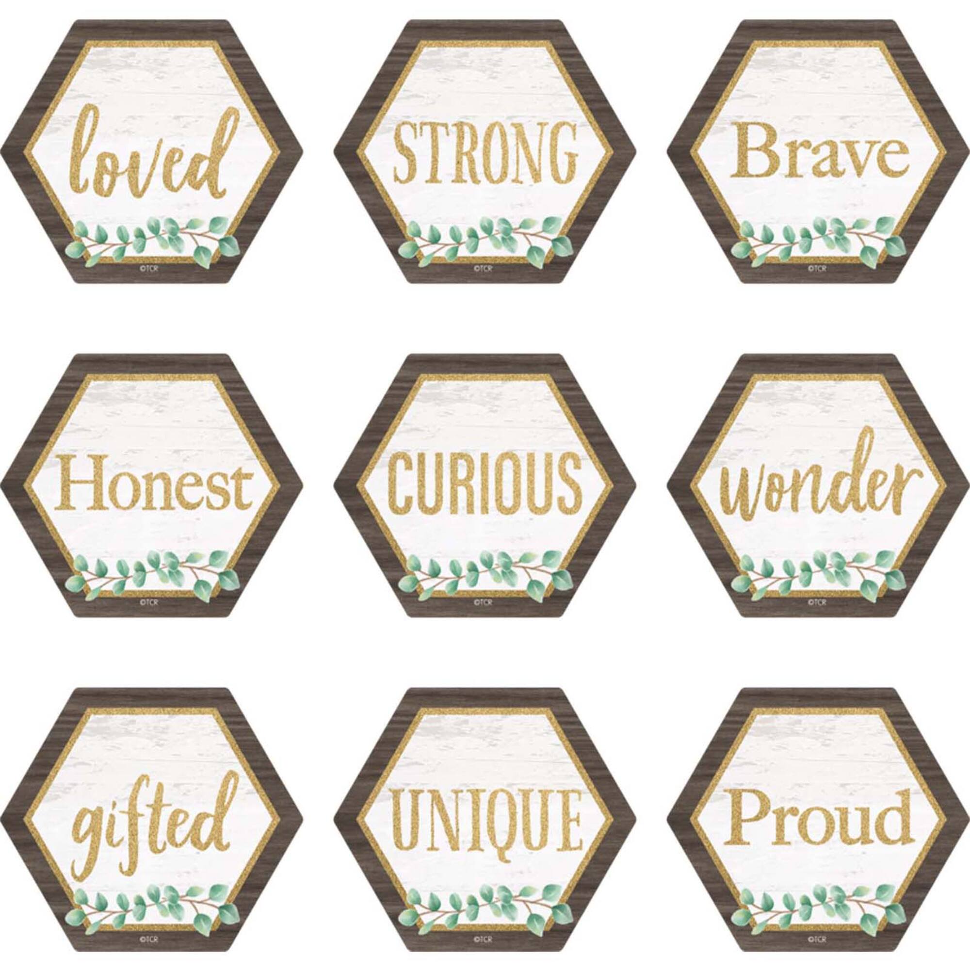 Teacher Created Resources Mini Eucalyptus Positive Words Accents, 6 Packs of 36